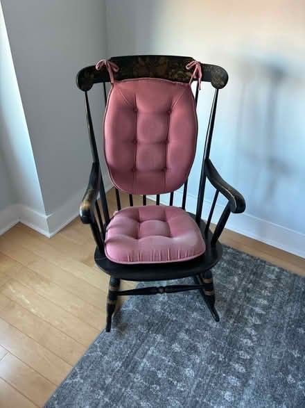 Photo of free Wooden rocking chair with cushions (Harbor East) #1