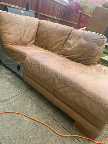 Photo of free Genuine Italian leather brown corner sofa chaise (Berryfields HP18) #1