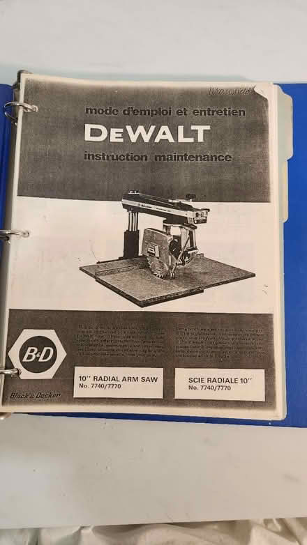 Photo of free Dewalt Radial Arm Saw Manual (Danforth and Greenwood) #1