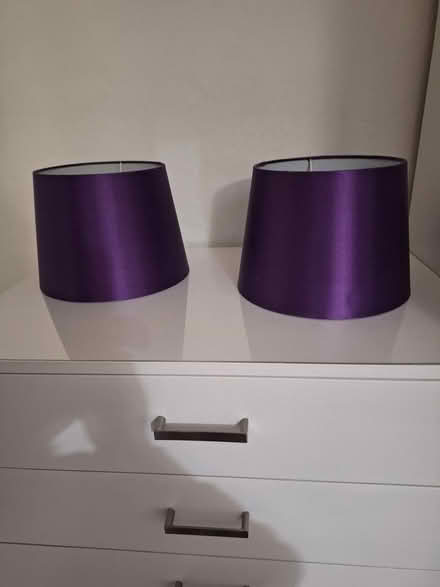 Photo of free 2 purple table lamp shades (St Helens) #1