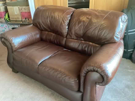 Photo of free Brown Moreno leather two seater settee (Helensburgh G84) #2