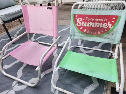 Photo of free 2 dusty beach chairs (East Arlington) #1