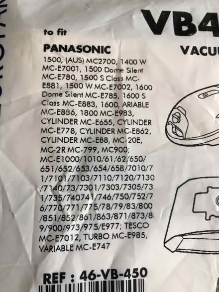 Photo of free Vacuum Cleaner Bags (CV22 Paddox) #2