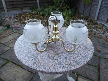 Photo of free Three arm brass plated chandelier (E12) #1