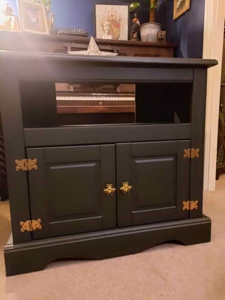 Photo of free Dark green corner TV cabinet (Rothley) #1