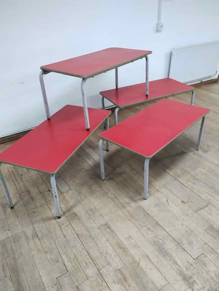 Photo of free 4 small red tables (Central Reading RG1) #2