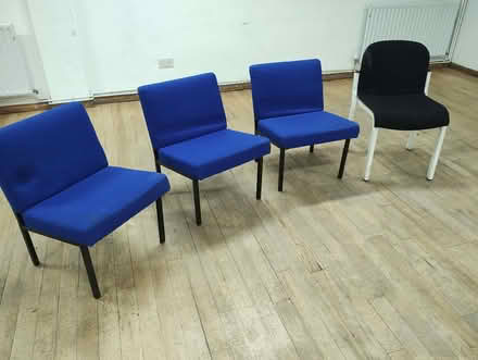 Photo of free 3 blue chairs and one black and white chair (Central Reading RG1) #2