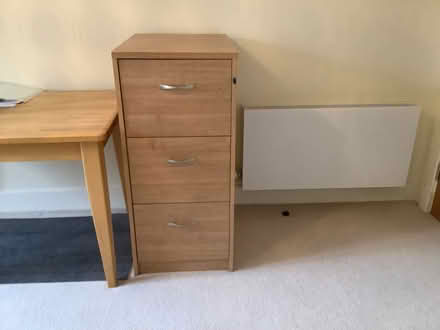 Photo of free Pale veneer 3 drawer filing cabinet (Aston on trent) #3