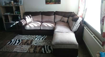 Photo of free Corner sofa + puffy (Gosforth) #1