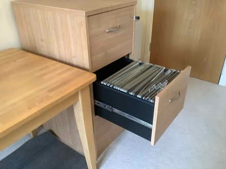 Photo of free Pale veneer 3 drawer filing cabinet (Aston on trent) #2