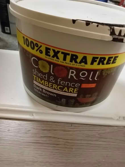 Photo of free Half a tub of dark brown fence paint (Saint Andrew Auckland DL14) #2