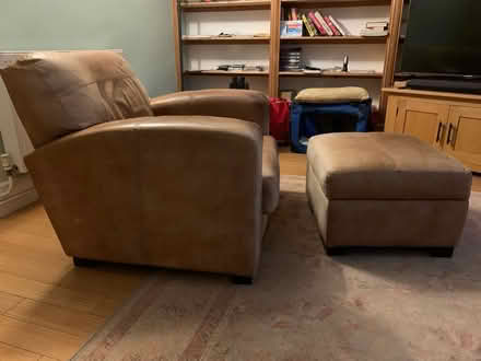 Photo of free Leather sofa, armchair & footstool (ME19) #2