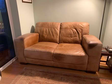 Photo of free Leather sofa, armchair & footstool (ME19) #3