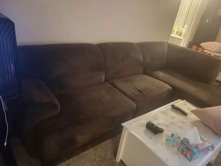 Photo of free Brown Couch w/ chaise (NE corner of schaumburg) #1