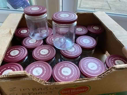 Photo of free Box of approximately 20 x 375gm glass jars with screw lids (Nailsea BS48) #1