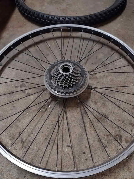 Photo of free 26" aluminum bike rim and tire (Townsend) #1