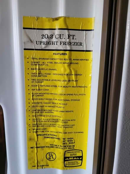 Photo of free Upright Freezer (Northgate) #1