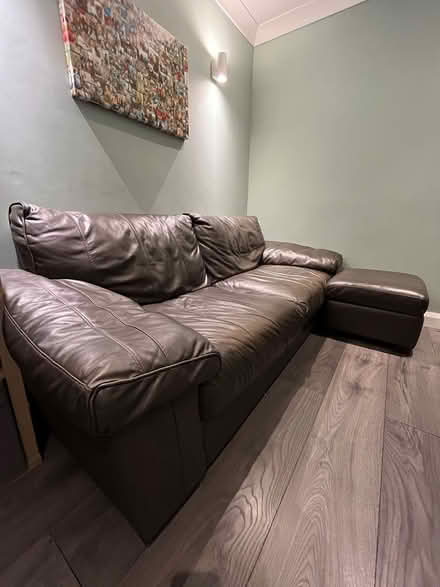 Photo of free Leather Sofa and Poof (Portmarnock) #1