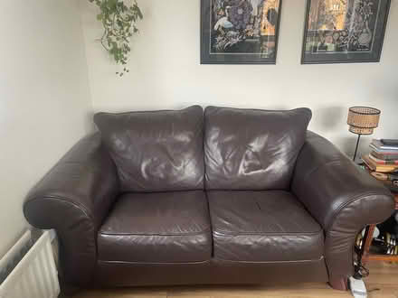 Photo of free Brown leather sofa (G41) #1