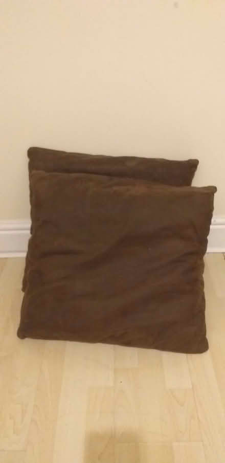 Photo of free 2x choc brown suede scatter cushions (Thornton Heath CR7) #1