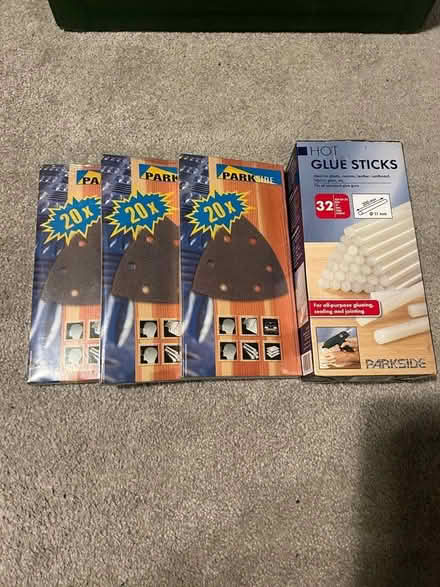 Photo of free Sand paper pads and hot glue sticks (Heysham LA3) #1