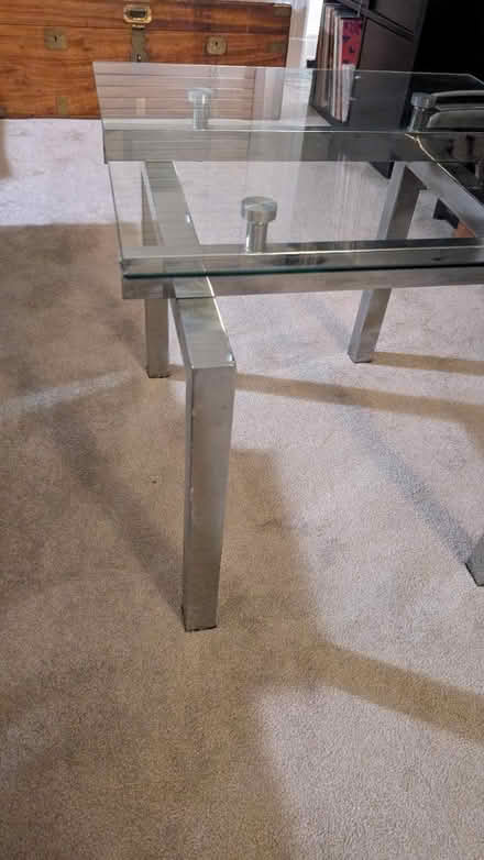 Photo of free Glass and silver chrome table (Ewell Village KT17) #3