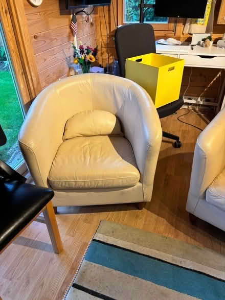 Photo of free Cream leather tub chairs (Hook KT9) #2