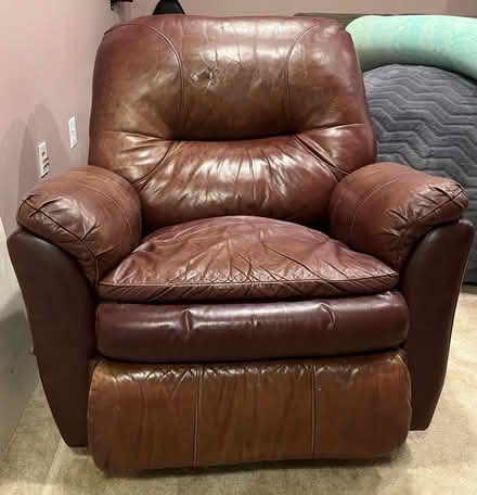 Photo of free Leather recliner + microfiber sofa (Ashburn) #1