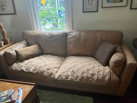 Photo of free Leather couch free with cover (Cherrydale area N Arlington) #1