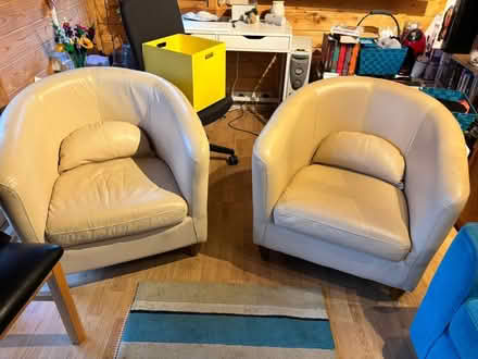 Photo of free Cream leather tub chairs (Hook KT9) #3