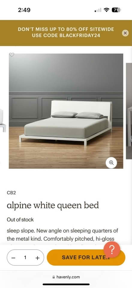 Photo of free cb2 queen white alpine bed (Germantown, NY) #2