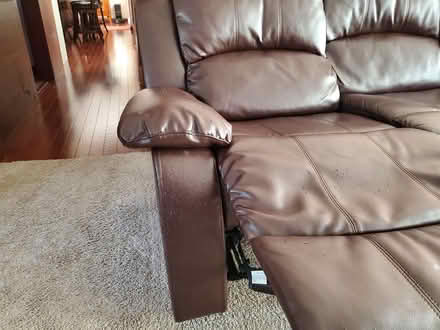 Photo of free Double recliner faux leather couch (West Boylston, MA) #2