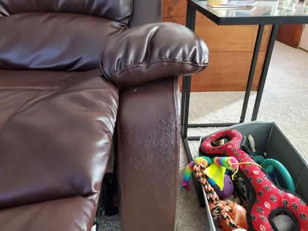 Photo of free Double recliner faux leather couch (West Boylston, MA) #1