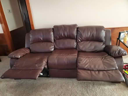 Photo of free Double recliner faux leather couch (West Boylston, MA) #3