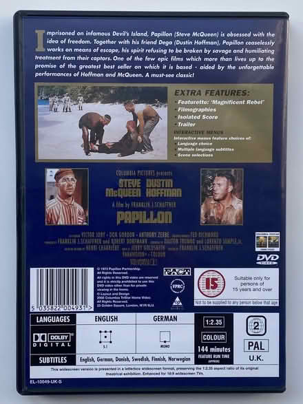 Photo of free Papillon DVD Steve McQueen Dustin Hoffman (Prestwood HP16) #4