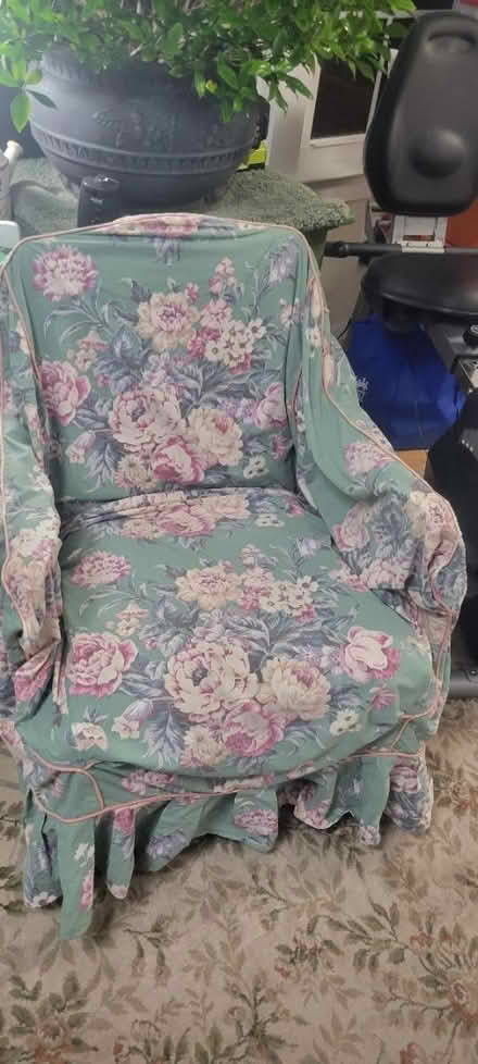 Photo of free Antique Chair with Cover (Gambrills off Waugh Chapel Rd) #1