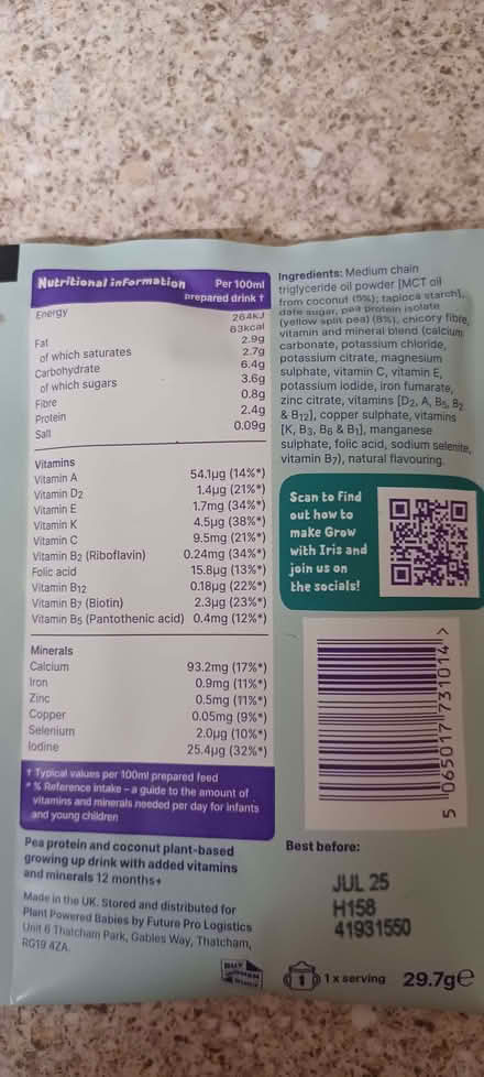 Photo of free Vegan baby milk substitute (Longden SY5) #2