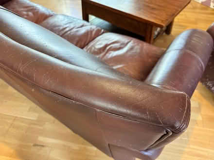 Photo of free porch pickup: leather couch chair + (matthews, charlotte) #2