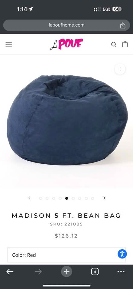 Photo of free Large Blue Microfiber Bean Bag (Renton Hill) #3