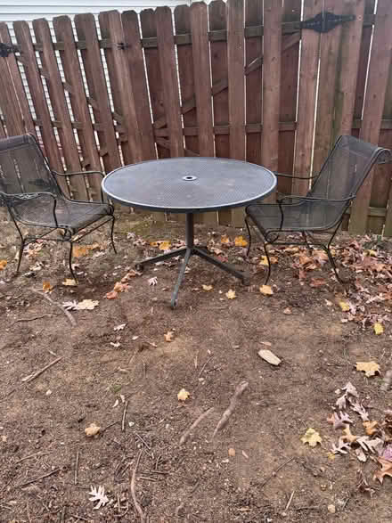 Photo of free Outdoor table with 2 chairs (Near wegmans on Tilghman) #1