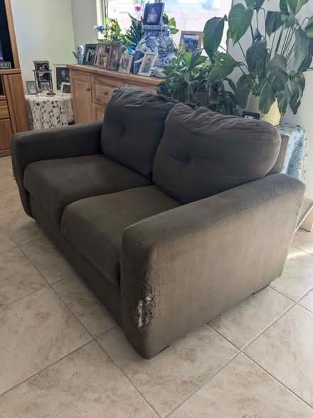 Photo of free Old Brown Love Seat (West Side) #1