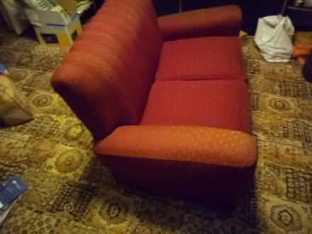 Photo of free Mid-Century Red Velour 2 Seater sofa & 2 chairs (Hoddesdon EN11) #3