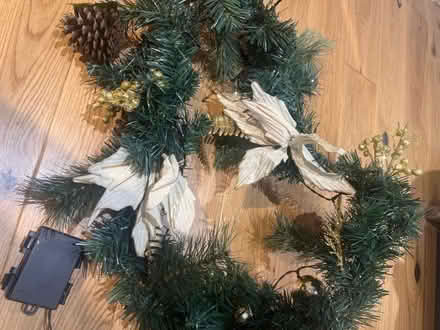 Photo of free Pre-lit Christmas Garland. Needs batteries. (Southsea PO4) #1