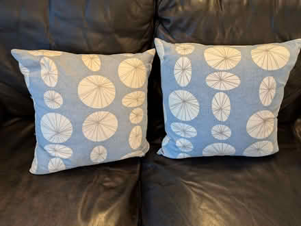 Photo of free Two Light Blue Square Cushions (Sharmans Cross B91) #1