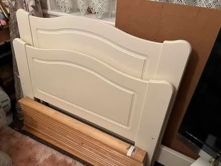 Photo of free Single bed frame - white, wooden (Formby L37) #1