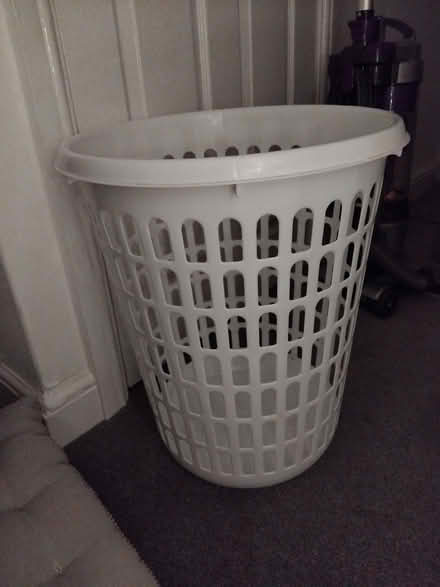 Photo of free white plastic laundry basket (SG12) #1