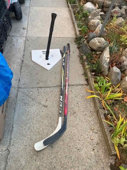 Photo of free Baseball Tee and hockey stickd (Bellrock area Malden) #1