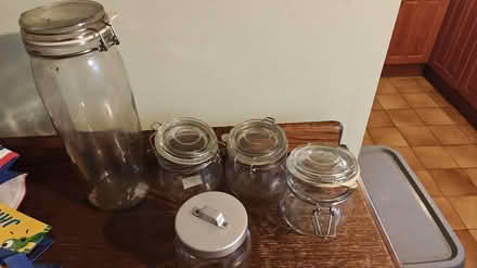 Photo of free 5 glass storage jars (NE11) #1