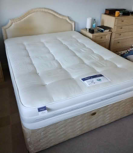 Photo of free Kingsize divan bed with mattress and headboard (Warboys PE28) #1