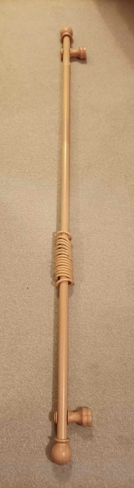 Photo of free Wooden curtain pole, brackets & rings (158cm length) (AB22) #1